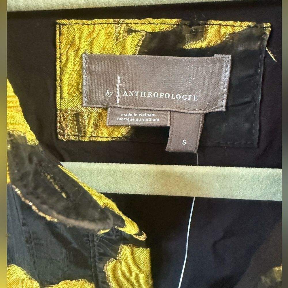 Anthropologie Gold Floral Jacquard Tunic Dress NWT Statement Mod Mini - Picture 7 of 9